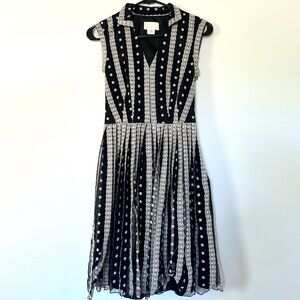 modcloth black and white embroidered lace dress retro vintage vibes size xs